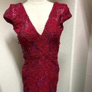 Dress The Population Red Textured Zoe Dress XS Bodycon